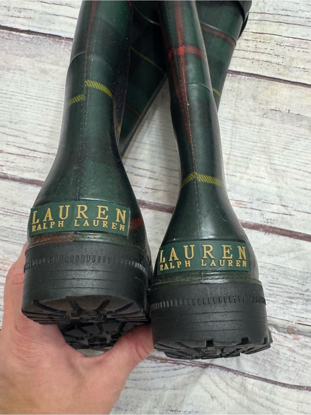 Lauren Ralph Lauren Tartan Plaid Rossalyn II Rainboots Size 8 - Picture 6 of 10